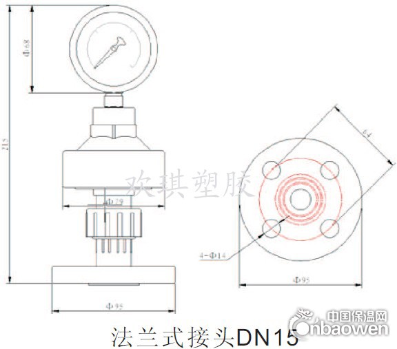法兰隔膜压力表尺寸图纸