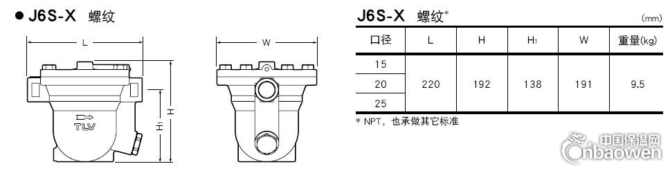 J6S-X不锈钢蒸汽疏水阀尺寸