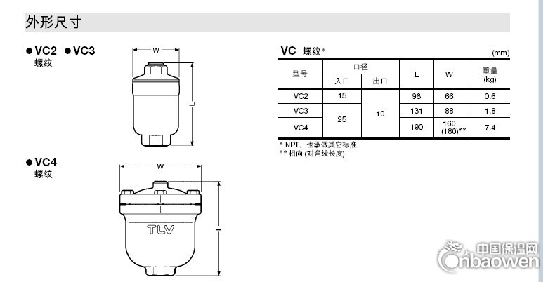 VC4青铜排气阀外形尺寸