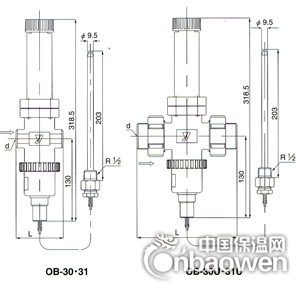 OB-30U温度调节阀尺寸图
