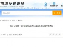 武漢公布第一批民用建筑墻體保溫試點項目名單
